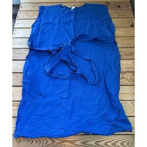 Erin Macleod 100% Linen Oversized Belted Dress Size Large Women’s Blue